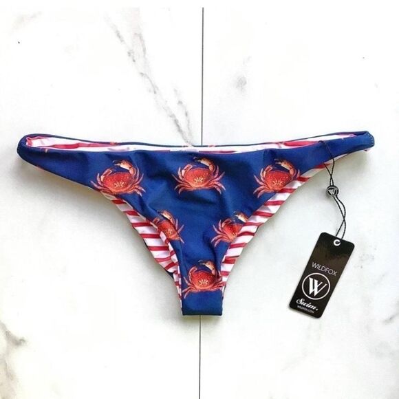 NWT Wildfox Crabby Stripe Reversible Bikini Bottom - Picture 1 of 6